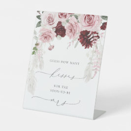 Chique Bourgondië Stof Roze Bloem Hoeveel Kusjes Reclamebord Met Voetstuk