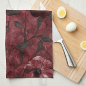 Chique Bourgondisch rode bloem bruiloftsdouche Theedoek (Quarter Fold)