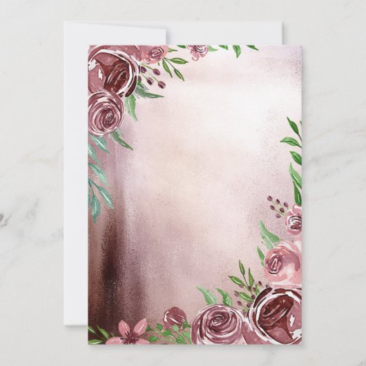 Chique Bourgondische bloemen jurk Quinceanera Kaart (Achterkant)