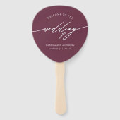 Chique Bourgondische bruiloft programma fan Handwaaier (Voorkant)