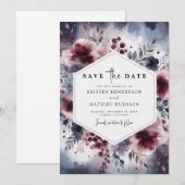 Chique Bourgondische bruiloft Save The Date (Voorkant / Achterkant)