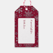 Chique Bourgondische kerst met elegante sneeuwvlok Cadeaulabel (Voorkant)