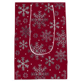 Chique Bourgondische kerst met elegante sneeuwvlok Medium Cadeauzakje (Achterkant)