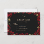 Chique Bourgondische Rozen Boho Bruiloft RSVP Kaartje (Voorkant)