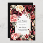 Chique Bourgondische schoonheid Save The Date (Voorkant / Achterkant)