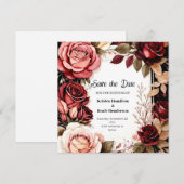 Chique Bourgondische typografie Save The Date (Voorkant / Achterkant)