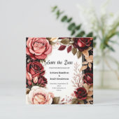 Chique Bourgondische typografie Save The Date (Staand voorkant)