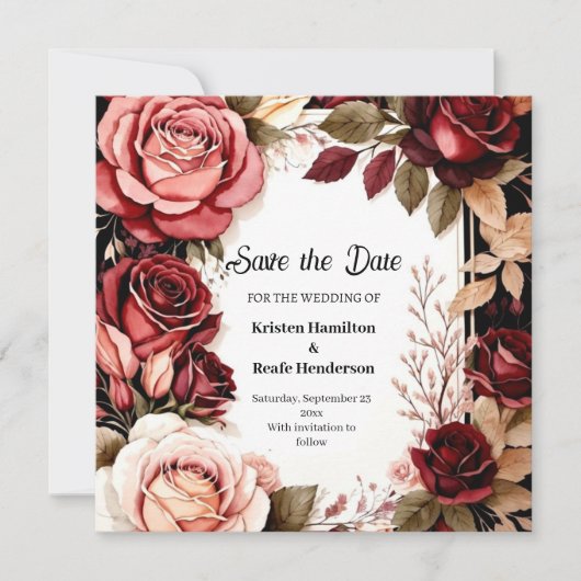 Chique Bourgondische typografie Save The Date (Voorkant)