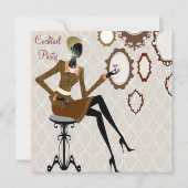 Chique Boutique Damast Cocktailparty Kaart (Voorkant)