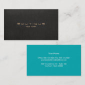 Chique Boutique Faux Zwart Linnen Turquoise Achter Visitekaartje (Voorkant / Achterkant)
