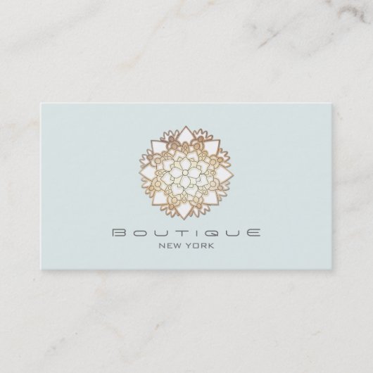 Chique Boutique Wit Lotus Bloem Lichtblauw Visitekaartje (Voorkant)