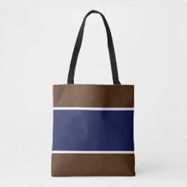 Chique brede marineblauw witte strepen op cacaobro tote bag