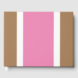 Chique brede roze witte race strepen op lichtbruin gastenboek