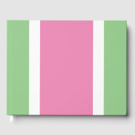 Chique brede roze witte racestrepen op lichtgroen gastenboek