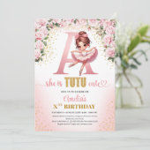 Chique brief Een monogram ballerina meisje verjaar Kaart (Staand voorkant)