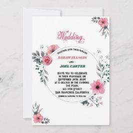 Chique Bright Waterverf Bloemen Huwelijksuitnodigi Kaart