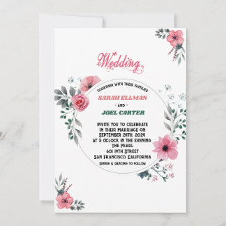 Chique Bright Waterverf Bloemen Huwelijksuitnodigi Kaart