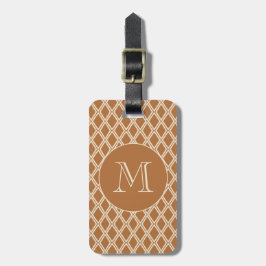 Chique bronzen ivoor diamant patroon monogram bagagelabel
