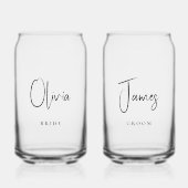 Chique bruid bruidegom script bruiloft blikvorm glas (Voorkant)