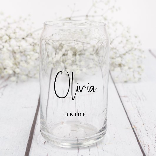 Chique bruid bruidegom script bruiloft blikvorm glas