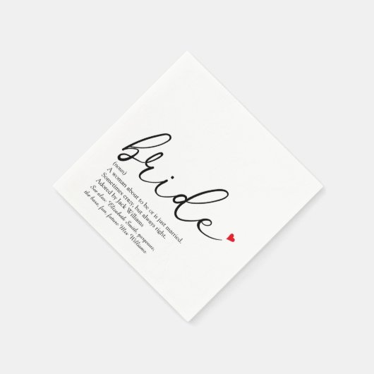 Chique Bruid Definitie, Bruiloftsscript Fun Servet (Hoek)