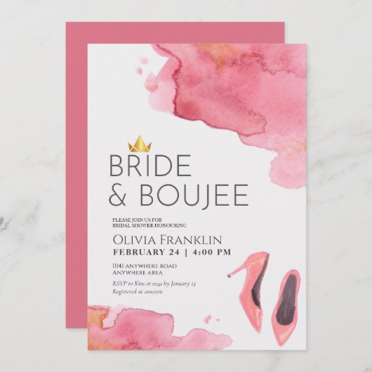 Chique bruid en boujee vrijgezellenfeest kaart (Voorkant / Achterkant)