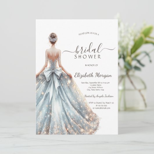 Chique bruids jurk gouden glitter Vrijgezellenfees Kaart (Staand voorkant)