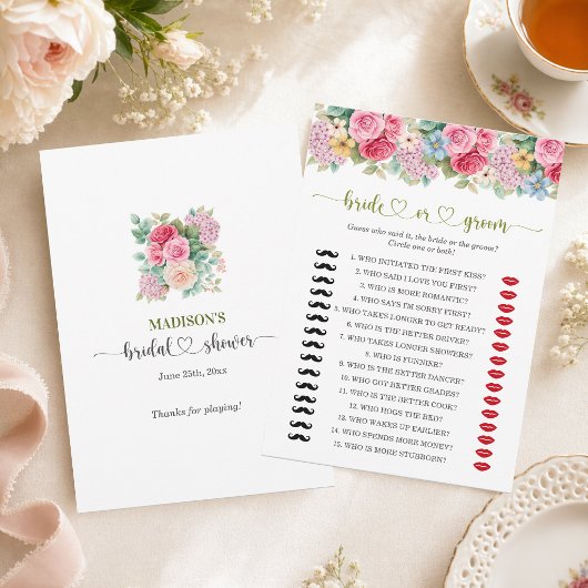 Chique Bruids- of Bruidegom-bruiloftsspel met bloe Kaart