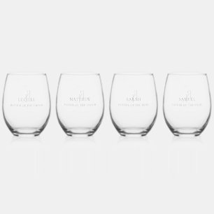 Chique Bruids Party Bruiloft Monogram 4 Drinkware Wijnglas Zonder Voet