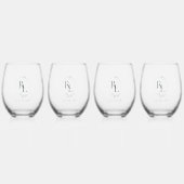 Chique Bruids Party Bruiloft Monogram 4 Drinkware  Wijnglas Zonder Voet (Achterkant)