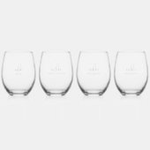 Chique Bruids Party Bruiloft Monogram 4 Drinkware  Wijnglas Zonder Voet (Voorkant)