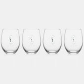 Chique Bruids Party Bruiloft Monogram 4 Drinkware  Wijnglas Zonder Voet (Achterkant)