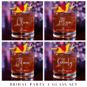 Chique Bruids Party Wit Script Monogram Bruiloft Whisky Glas
