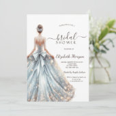Chique bruidsjurk gouden glitters bruidsbeurt kaart (Staand voorkant)