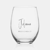 Chique bruidsmeisje bruids partij wijnglas zonder voet (Voorkant)