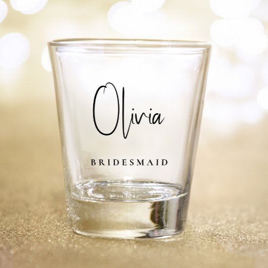 Chique bruidsmeisje gepersonaliseerde vrijgezellen shot glas