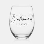 Chique bruidsmeisje tweezijdige bruiloft wijnglas zonder voet (Voorkant)