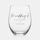 Chique bruidsmeisje tweezijdige bruiloft wijnglas zonder voet (Achterkant)