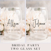 Chique bruidsmeisje van eer bruiloft blikvorm glas