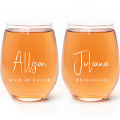 Chique bruidsmeisje van eer bruiloft wijnglas zonder voet