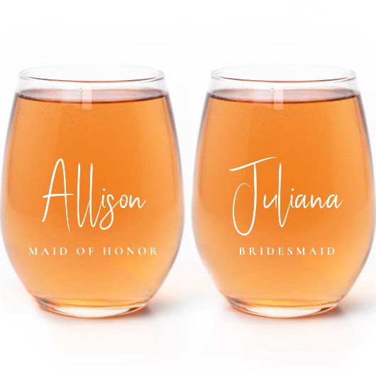 Chique bruidsmeisje van eer bruiloft wijnglas zonder voet