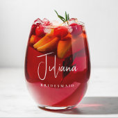 Chique bruidsmeisje van eer bruiloft wijnglas zonder voet