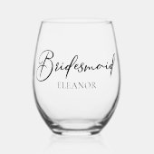 Chique bruidsmeisje  vrijgezellenfeest wijnglas zonder voet (Voorkant)