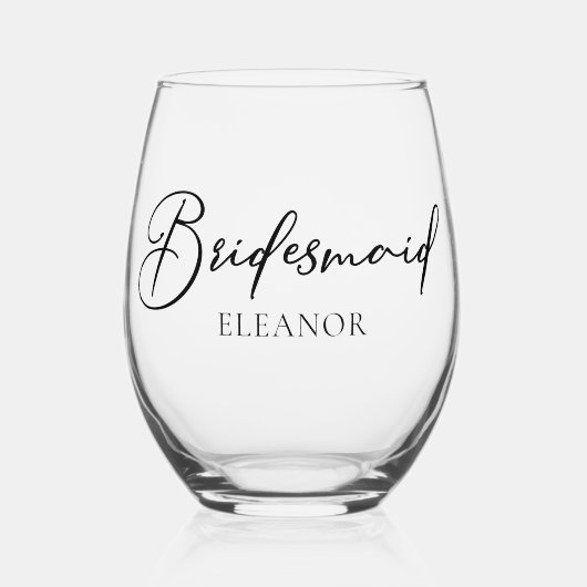 Chique bruidsmeisje  vrijgezellenfeest wijnglas zonder voet (Voorkant)