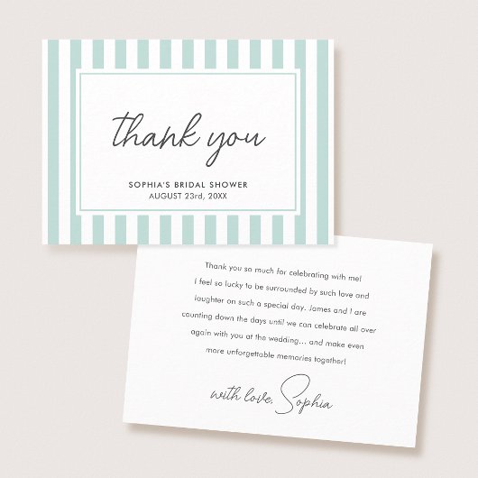 Chique Bruidsmeisjesfeest Modern Script Teal Strep Bedankkaart
