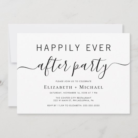 Chique bruiloft afterparty kaart (Voorkant)