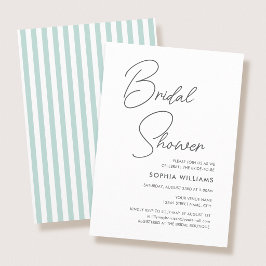 Chique Bruiloft Borrel Modern Script Teal Strepen Kaart