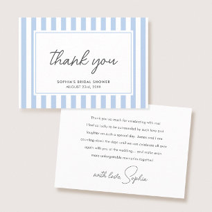 Chique Bruiloft Bridal Shower Modern Script Blauwe Bedankkaart