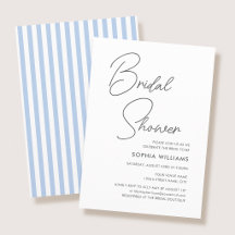Chique Bruiloft Bridal Shower Modern Script Blauwe