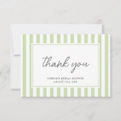 Chique Bruiloft Bridal Shower Modern Script Groene Bedankkaart (Voorkant)